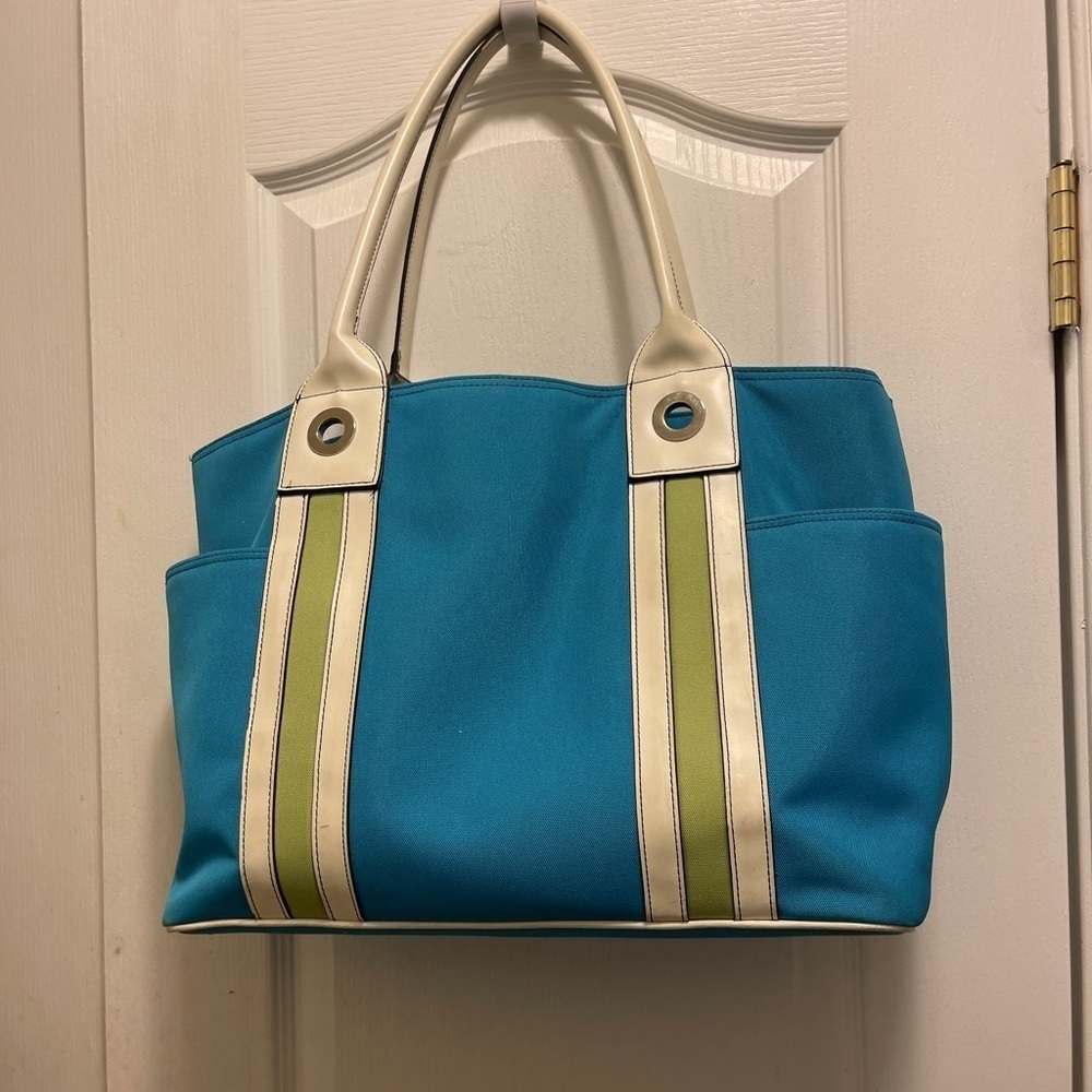 AMANDA SMITH Large blue green & White
Nylon TOTE / SHOPPER / BEACH BAG new